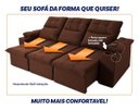 Ver imagem 6 de Sofá Retrátil Reclinável Verona Usb + Porta Copo 2,30m Suede Velut Marrom C/ Molas no Assento -