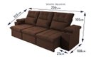 Ver imagem 3 de Sofá Retrátil Reclinável Verona Usb + Porta Copo 2,30m Suede Velut Marrom C/ Molas no Assento -