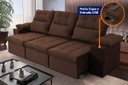 Ver imagem 1 de Sofá Retrátil Reclinável Verona Usb + Porta Copo 2,30m Suede Velut Marrom C/ Molas no Assento -
