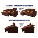 Ver imagem 5 de Sofá Retrátil Reclinável Verona Usb + Porta Copo 2,30m Suede Velut Marrom C/ Molas no Assento -