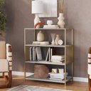 Ver imagem 3 de Estante para Livros Industrial 77cm X 94cm C/ Detalhe em Aço Cor:arenas com Dourado