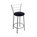 Ver imagem 3 de Kit 2 Banquetas Altas Prata com Encosto Assento Preto