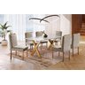 Conjunto Sala de Jantar 6 Lugares Espanha Mesa e Cadeiras Madeira Maciça Tampo com Vidro - 1