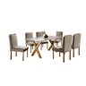 Conjunto Sala de Jantar 6 Lugares Espanha Mesa e Cadeiras Madeira Maciça Tampo com Vidro - 2
