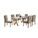 Ver imagem 2 de Conjunto Sala de Jantar 6 Lugares Espanha Mesa e Cadeiras Madeira Maciça Tampo com Vidro