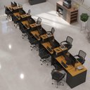 Ver imagem 1 de Estação de Trabalho 12 Lugares Office Noruega 12 Mesas 10 Armários 1 Aparador - Via Nossa -