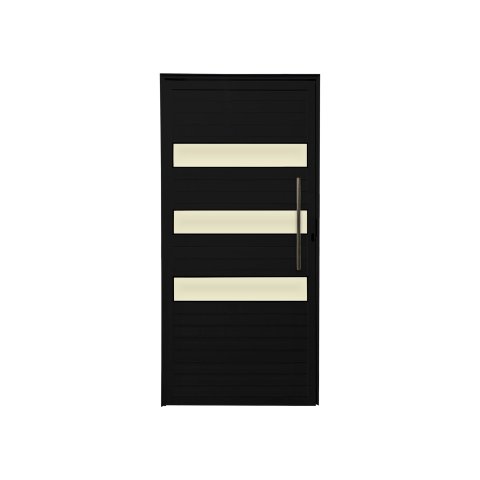 Porta Pivotante 3 Vidros Alumínio Preto com Puxador 210x120 Lado Direito