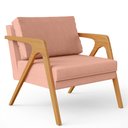 Ver imagem 3 de Kit 3 Poltronas Decorativas para Sala Estar Pietra Estrutura de Madeira L02 Linho Rosê - Lyam
