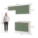 Ver imagem 4 de Armário de Cozinha Compacta 3 Gavetas 100% Mdf 200cm Branco/verde Celeste Kappesberg