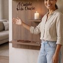Ver imagem 6 de Prateleira Cantinho da Oração Painel Suspenso MDF Amadeirado Letra 3D