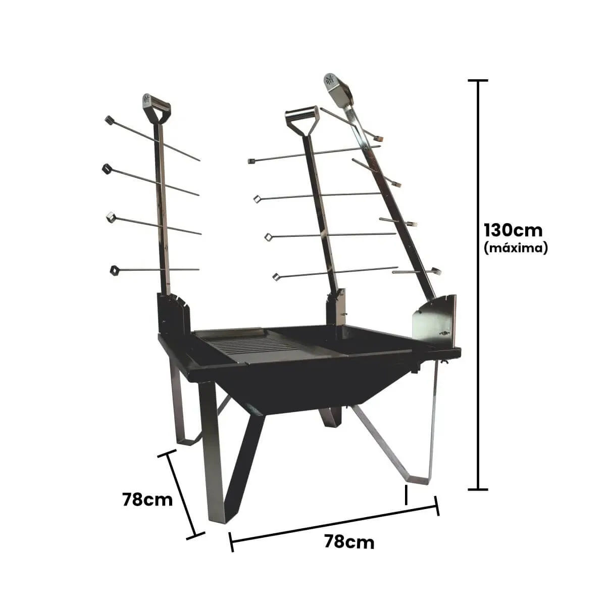 Churrasqueira Fogo de Chão para Costelão Móvel 3 Estacas Aço - 6