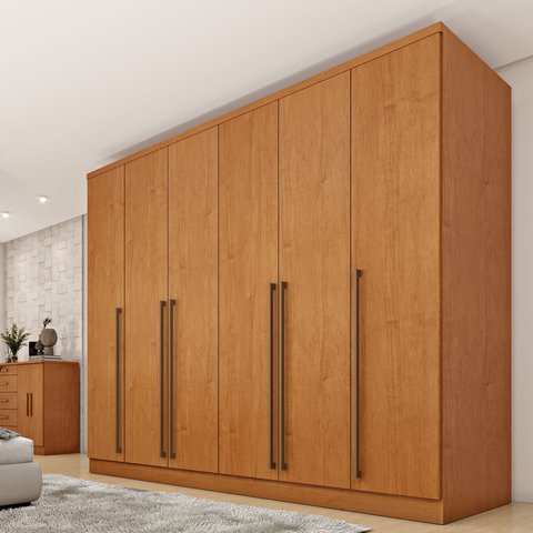 Guarda Roupa Casal 6 Portas 8 Gavetas 270cm Portugal Yescasa Marrom/Cinamomo