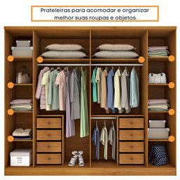 Guarda Roupa Casal 6 Portas 8 Gavetas Portugal 270cm Espresso Móveis - 10