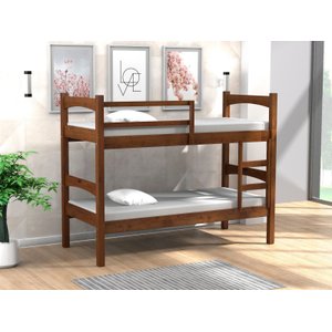 Beliche Solteiro Madeira Maciça Desmontável em 2 Camas:castanho