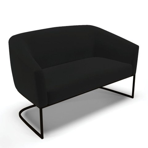 Sofá Namoradeira 2 Lugares Base Industrial Preto Stella Linho D03 - D'Rossi Cor A79 Preto