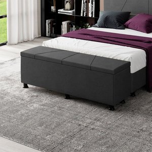 Baú Sapateira Estofada Casal 140 Cm Júpiter Veludo Skybox Preto