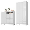 Ver imagem 1 de Quarto Infantil com Guarda Roupa 3 Portas e Cômoda Sapateira 1 Porta