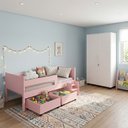 Ver imagem 1 de Conjunto Cama Luna Plus e Armário Multiuso Ouro 2 Portas para Quarto Infantil Encantador - Rosa