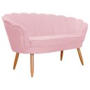 Ver imagem 5 de Conjunto Namoradeira Pétala de Flor + 2 Poltronas Pés Palito Suede Rosa Bêbê