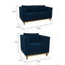 Ver mais imagens de Kit Sofá 2 Lugares e Poltrona Europa Suede Azul Marinho - Am Decor