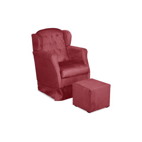 Puff e Poltrona Amamentação Balanço Quarto Baby Suede Bordo - Incasa Decor