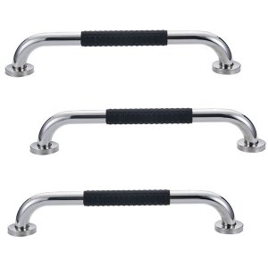 Barra de Apoio 30cm Inox Superficie Antiderrapante Kit 3 unidades Idoso Gestante Cadeirante Criança 