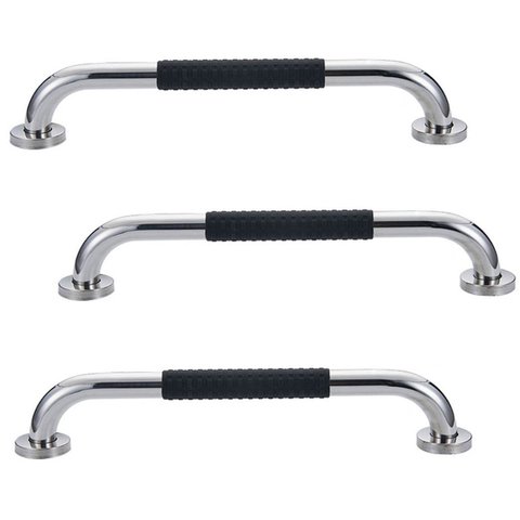 Barra de Apoio 30cm Inox Superficie Antiderrapante Kit 3 unidades Idoso Gestante Cadeirante Criança