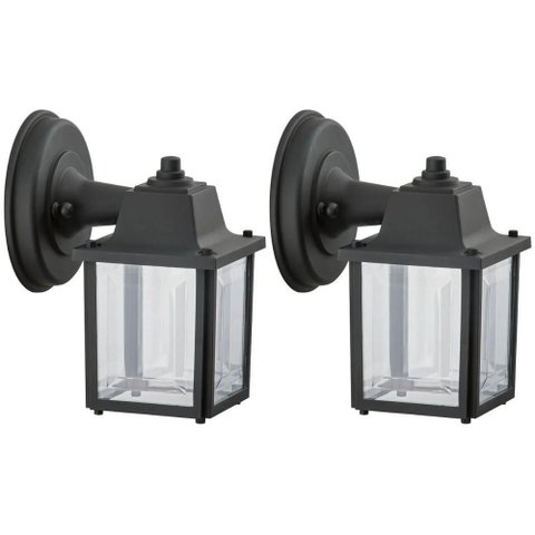 Kit 2 Arandelas Vintage Pretas Luminária Externa Parede Jardim E27 20w Dital