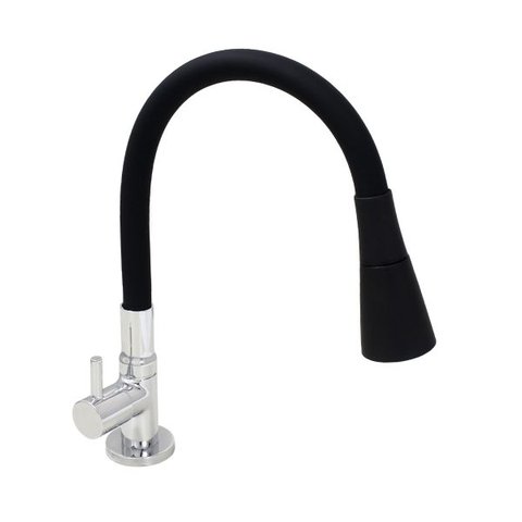 Torneira de Cozinha Gourmet Mesa Revestida Silicone Preto Flexível c61 Bico Arejador Cone Duplo Jato