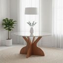 Ver imagem 2 de Mesa de Jantar Dalla Costa 6 Lugares Redonda Vidro Off White Freijó Casa Lar Shop