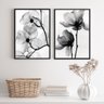 Kit 2 Quadros para Sala Fotografias Flores Transparentes 45x34cm:madeira Preta - 1