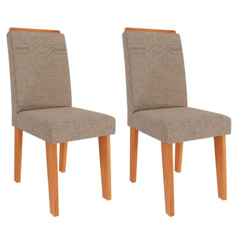 Cadeiras de Mdf para Sala de Jantar 02 Pçs Tais C/ Moldura Cimol Cinamomo/linho Bege