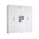 Ver imagem 1 de Guarda Roupa Casal Messina Amendola 4 Portas de Bater 6 Gavetas MDP com Espelho Branco Demóbile