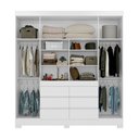 Ver imagem 3 de Guarda Roupa Casal Messina Amendola 4 Portas de Bater 6 Gavetas MDP com Espelho Branco Demóbile