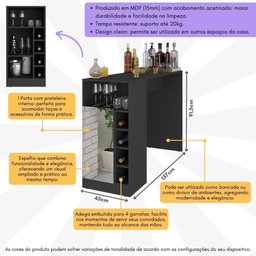 Bar Bancada com Adega 1 Porta e Espelho Multimóveis MP1090 - 3