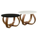 Ver imagem 1 de Conjunto Mesa de Centro e Lateral Pés Cebola Branco e Preto