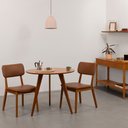 Ver imagem 1 de Conjunto Mesa de Jantar Square Laminada Tripé Redonda Natural - 88cm + 2 Cadeiras Lalá Estofada PU -