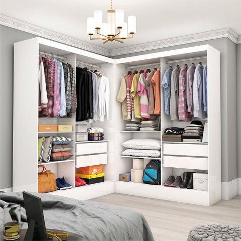 Closet Casal Duplo Dubai Premium 4 Gavetas Carioca Móveis
