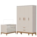Ver imagem 1 de Guarda Roupa Infantil Flip 4 Portas com Berço Americano Flip Areia Acetinado - Reller