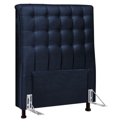 Cabeceira Cama Box Solteiro Ciara 90cm Botonê com Frame Veludo Azul Marinho