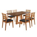 Ver imagem 3 de Conjunto Mesa Jantar Julia 1,6m Tampo Freijó Pés Cerejeira 6 Cadeiras Manuela Premium - Preto Veludo