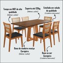 Ver imagem 2 de Conjunto Mesa Jantar Julia 1,6m Tampo Freijó Pés Cerejeira 6 Cadeiras Manuela Premium - Preto Veludo