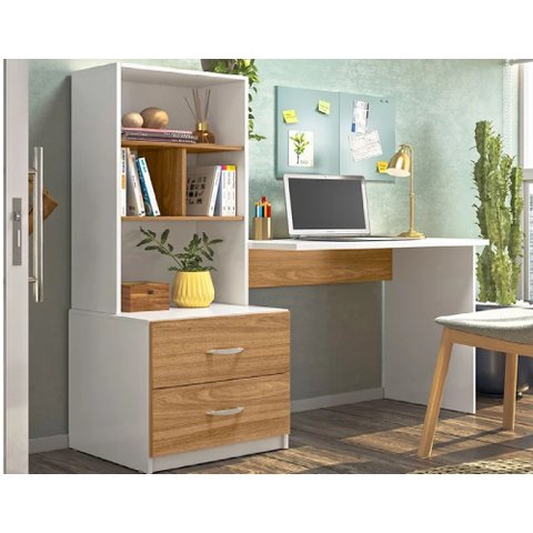 Escrivaninha para Notebook com Gaveta e Nincho Organizador - Moveis Leartam