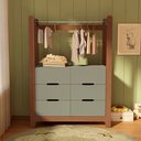 Ver imagem 1 de Guarda-Roupa Closet Infantil com 6 Gavetas e Cabideiro 100% MDF Olívia Verde/Verti/Castanho