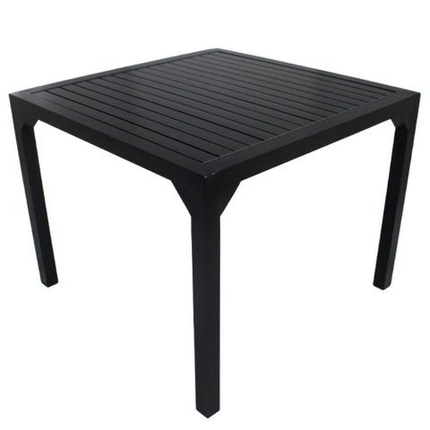Mesa Quadrada Haiti 80cm Tampo Ripado em Alumínio Cozinha Edícula Trama Original