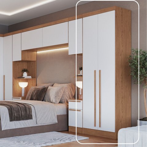 Guarda-Roupa Modulado 2 Portas com Prateleiras Infinity Marrom/Cedro/Branco Line