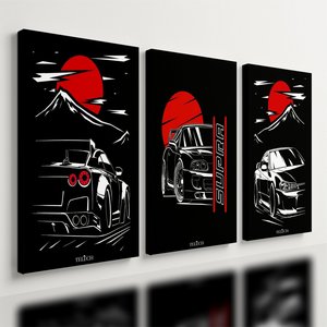 Kit 3 Quadro Jdm Kuruma Carro Supra Skyline Honda Mdf 28x20cm