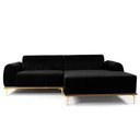 Ver imagem 1 de Sofá 3 Lugares Lisboa D07 com Chaise Direita 230cm Veludo Preto - D’Rossi
