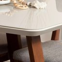 Ver imagem 3 de Conjunto de Jantar Mesa com Vidro Bennett 4 Cadeiras Ella - Natural C/ Mescla Cinza