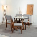 Ver imagem 1 de Conjunto de Jantar Mesa com Vidro Bennett 4 Cadeiras Ella - Natural C/ Mescla Cinza